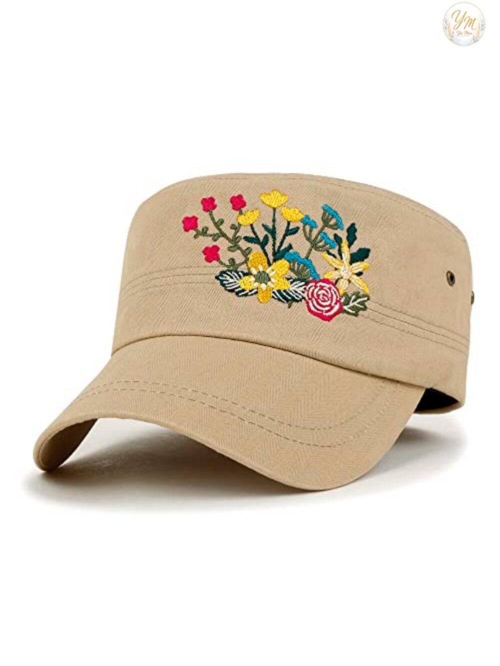 Rhinestone Cotton Cadet Cap Distressed Military Army Hat Adjustable